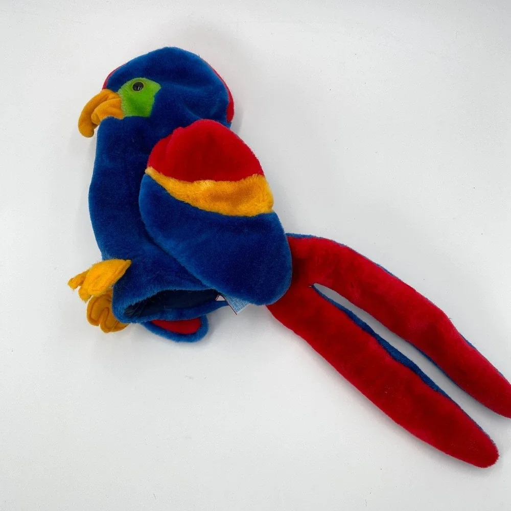 Vintage Heartline Parrot Hand Puppet Plush‎ 1986 Korea Bird Blue Kids Toy